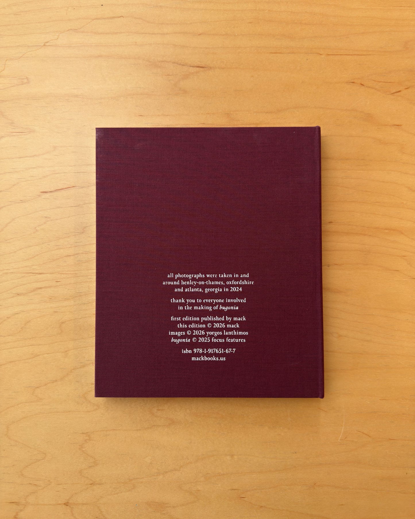 Photo Book from Yorgos Lanthimos made during the filming of Bugonia. A beguiling collection of still photographs made around the sets and locations of his 2025 feature film. Published by Mack.